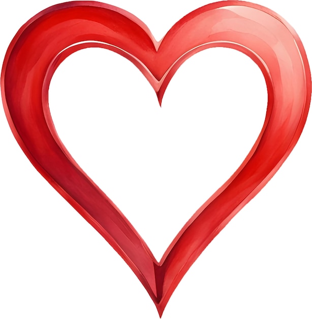 PSD elemento di clipart pittura cornice cuore rosso dell'acquerello per la decorazione di banner di carta stampata amore san valentino