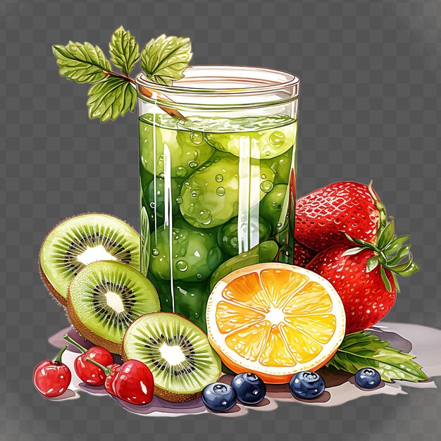 PSD watercolor of a refreshing and nutritious smoothie drink bur isolated psd transparent collage art