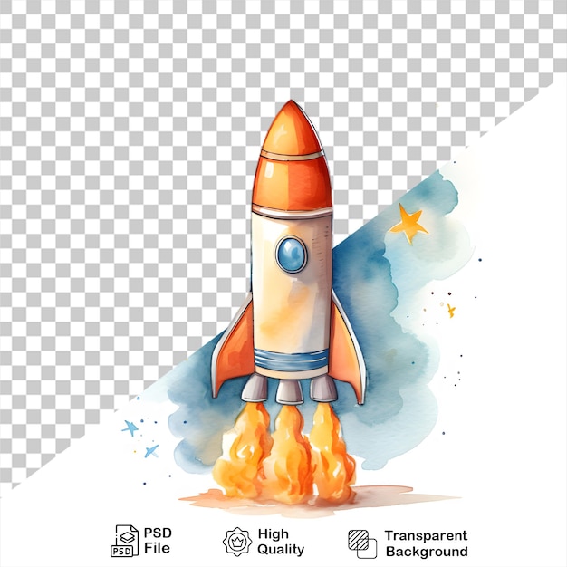Watercolor rocket launch isolated on transparent background include png file