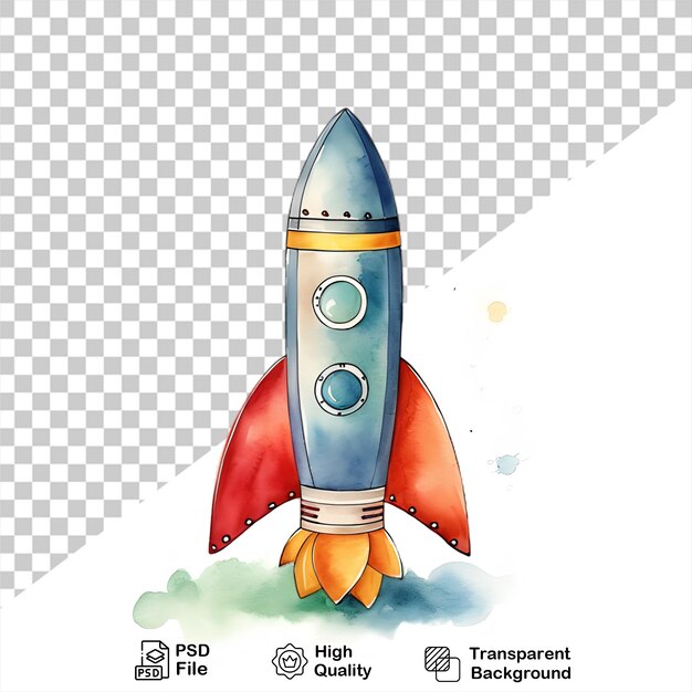 Watercolor rocket launch isolated on transparent background include png file