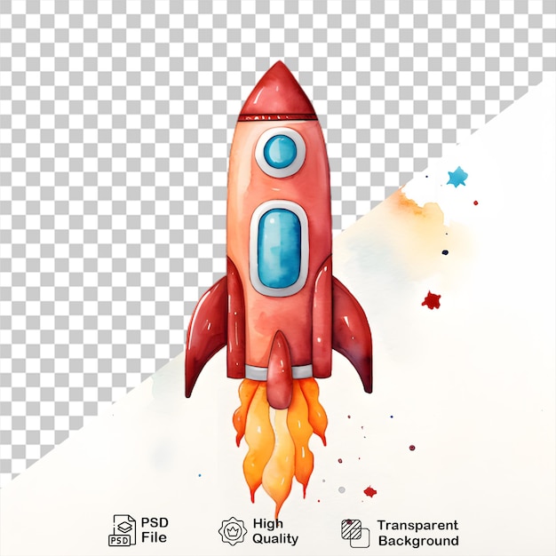 PSD watercolor rocket launch isolated on transparent background include png file