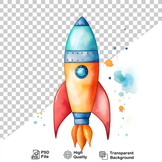 Watercolor rocket launch isolated on transparent background include png file