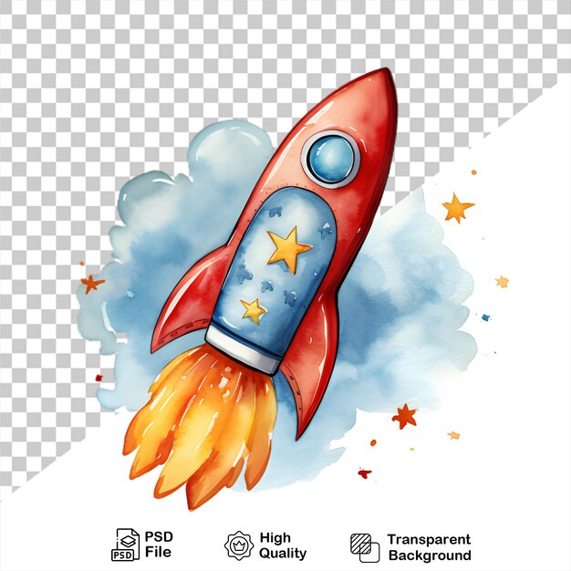 Watercolor rocket launch isolated on transparent background include png file