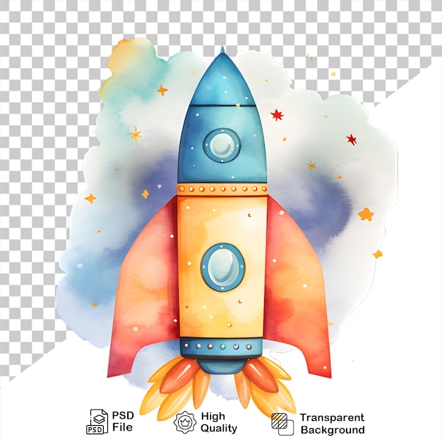 Watercolor rocket launch isolated on transparent background include png file