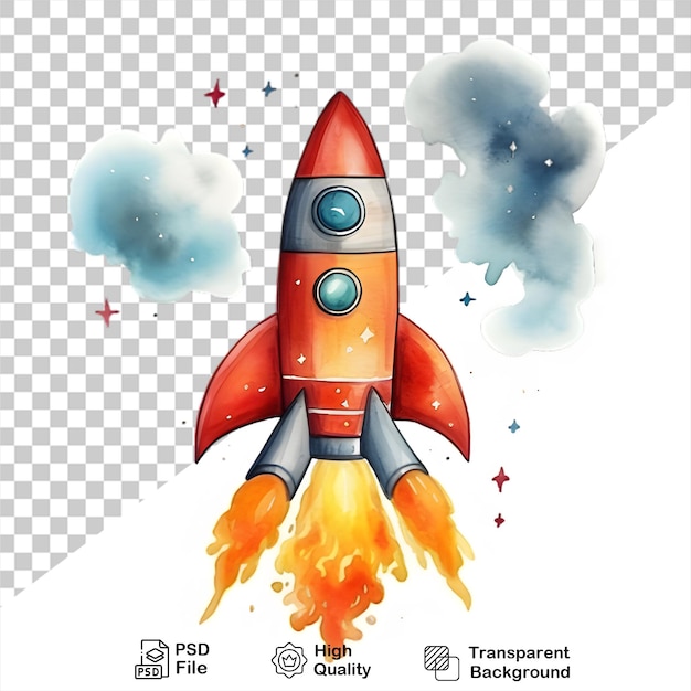 Watercolor rocket launch isolated on transparent background include png file