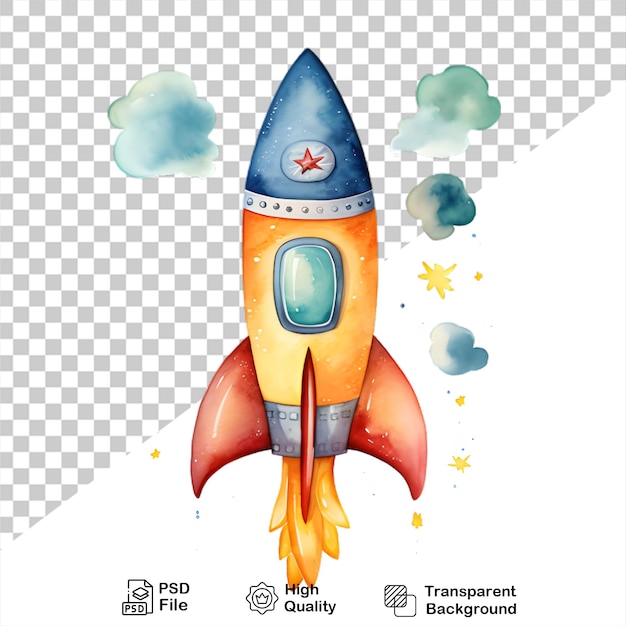 PSD watercolor rocket launch isolated on transparent background include png file