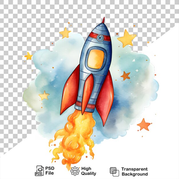 Watercolor rocket launch isolated on transparent background include png file