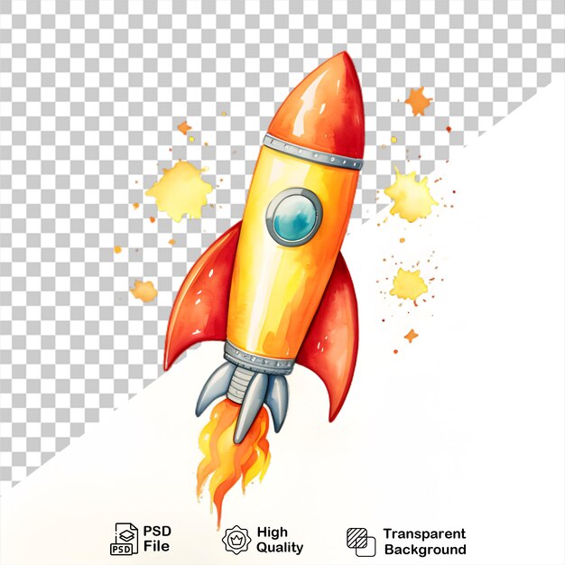 Watercolor rocket launch isolated on transparent background include png file