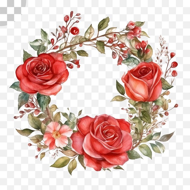 PSD watercolor rose wreath