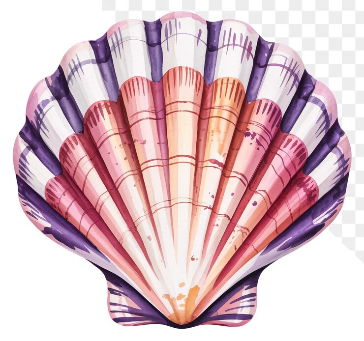 PSD watercolor seashell illustration for marine themes and coastal designs
