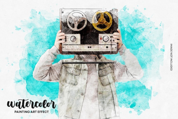 watercolor sketch photo effects template