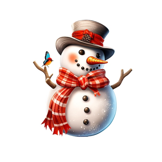 Watercolor snowman clip art image