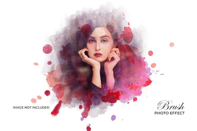 Watercolor splash photo effect template