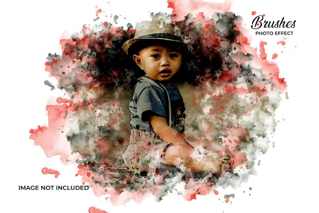 Watercolor splash photo effect template