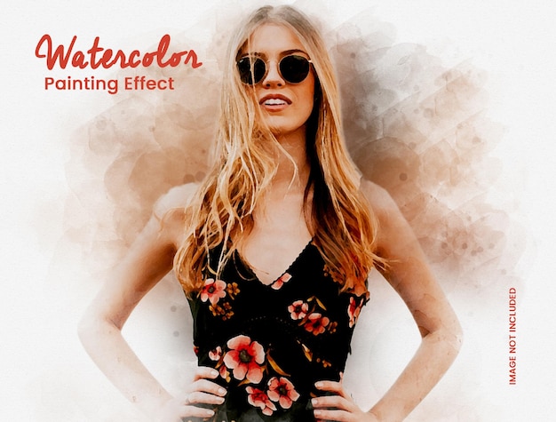 PSD watercolor splash photo effect template