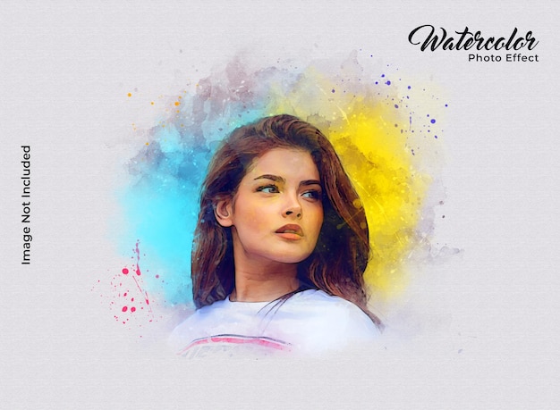 Watercolor splash photo effect template