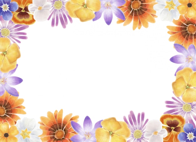 watercolor spring flowers frame 