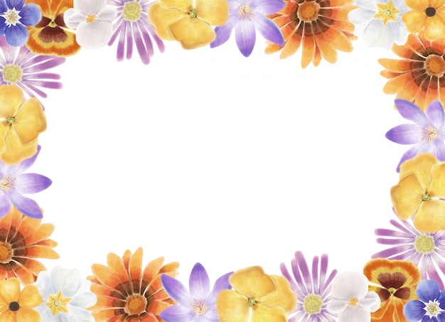 PSD watercolor spring flowers frame