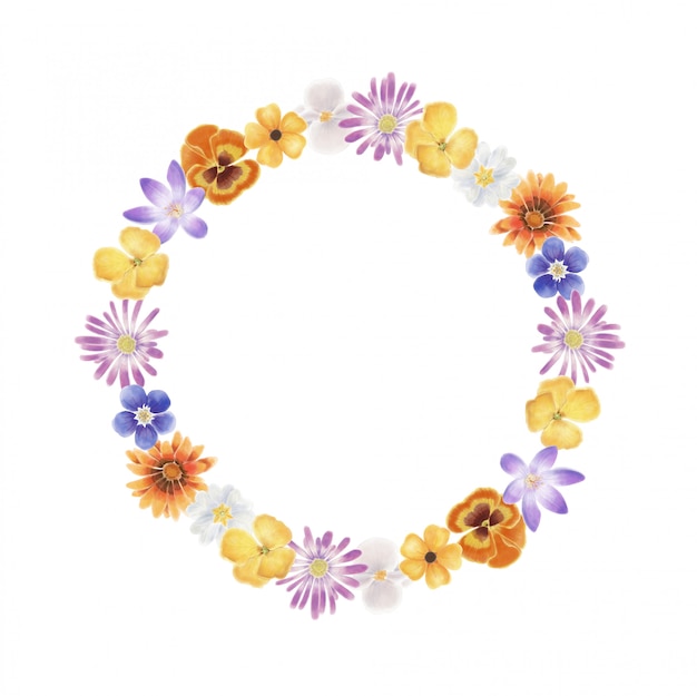 PSD watercolor spring flowers wreath