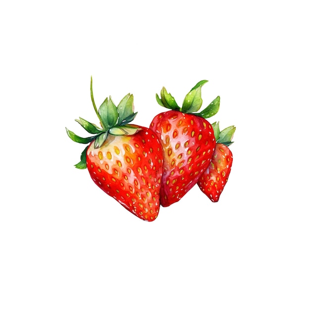 PSD watercolor strawberry illustration handdrawn fresh food design element isolated on a white