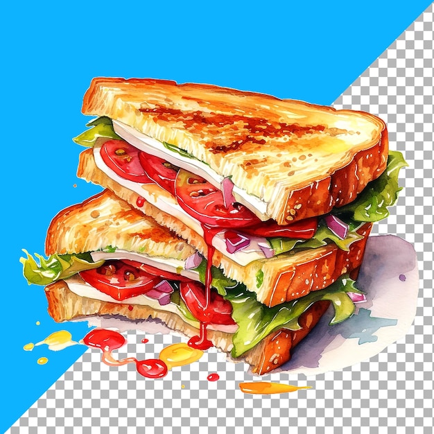 PSD watercolor style illustration delicious sandwich