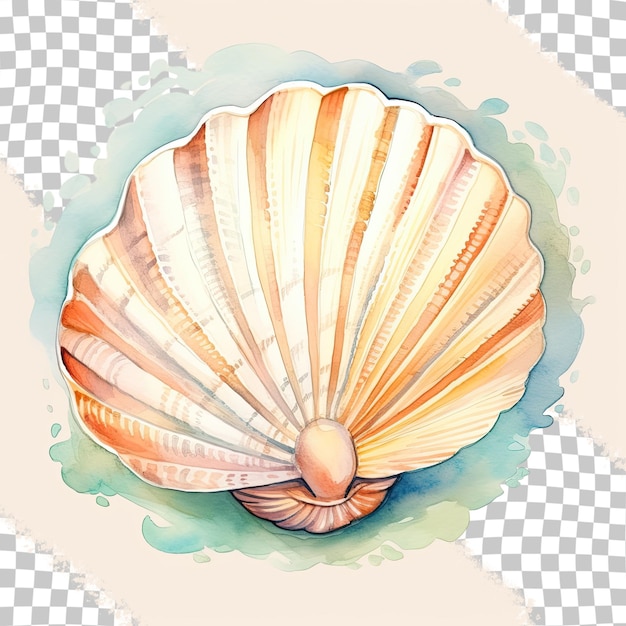 PSD watercolor style painted sea shell