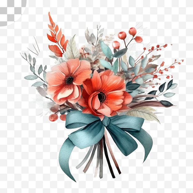 Watercolor style wedding bouquet png background