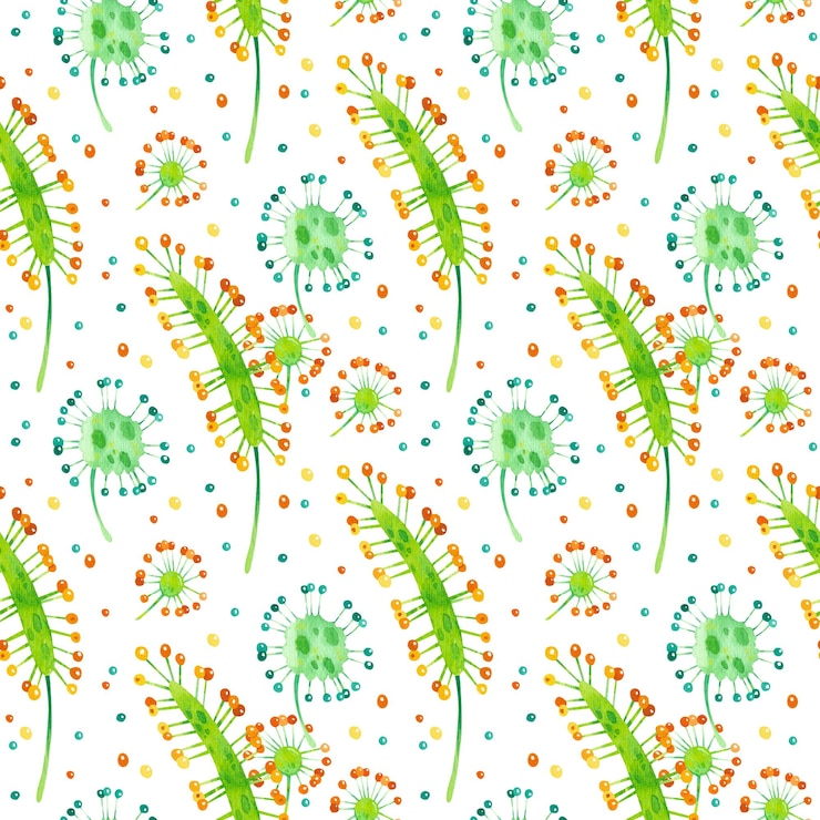 PSD watercolor sundew plant pattern psd