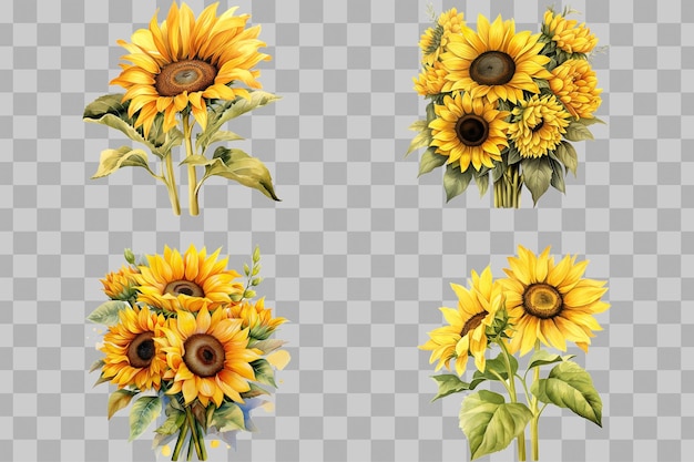 PSD watercolor of sunflower blooming