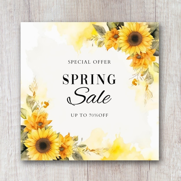 Watercolor sunflowers creative design spring sale banner