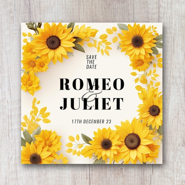 PSD watercolor sunflowers creative design wedding invitation card banner