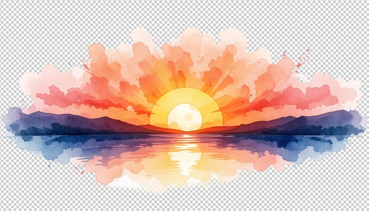 PSD 水彩の夕暮れ ゲネレーティブ png