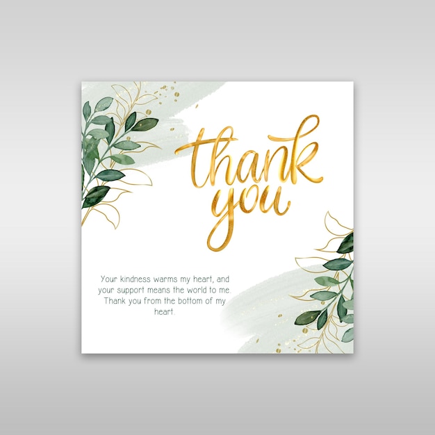 Watercolor Thank You Card PSD