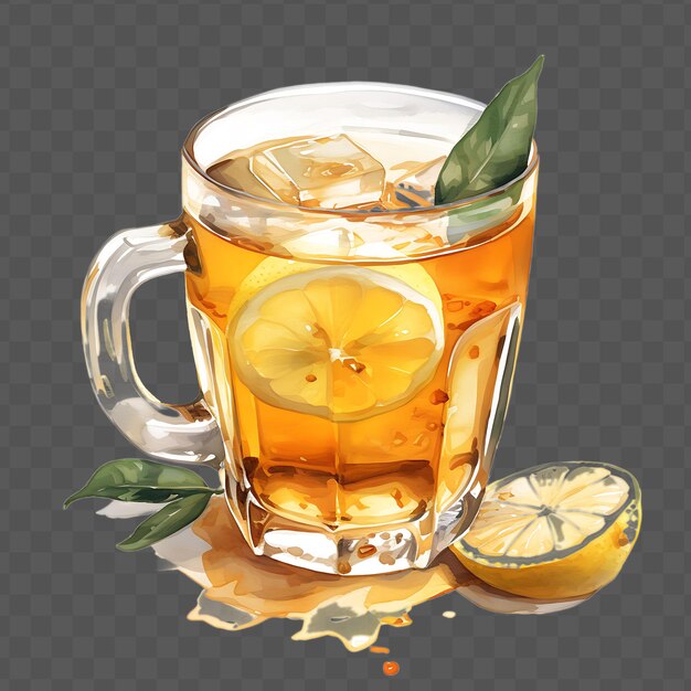 PSD watercolor of toddy drink a soothing and comforting beverage isolated psd transparent collage art