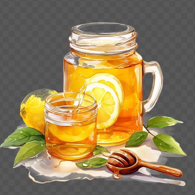 PSD watercolor of toddy drink a soothing and comforting beverage isolated psd transparent collage art