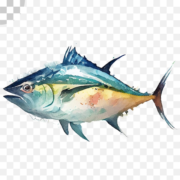 Watercolor tuna transparent background