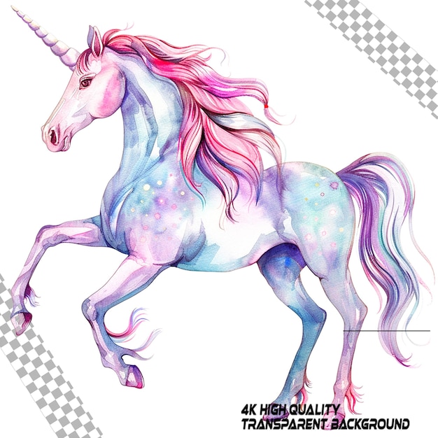 Watercolor unicorn clipart white background on transparent background