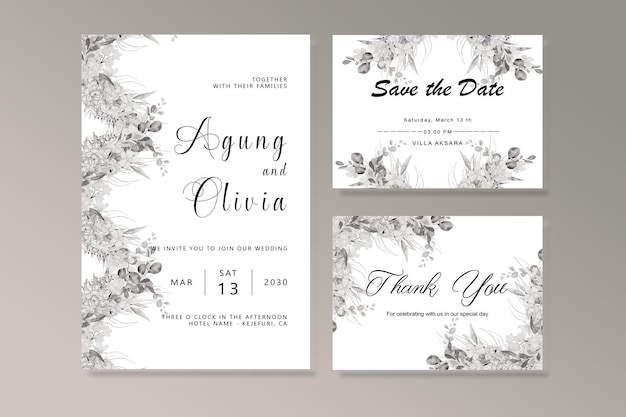 PSD watercolor vector set wedding invitation card template design psd
