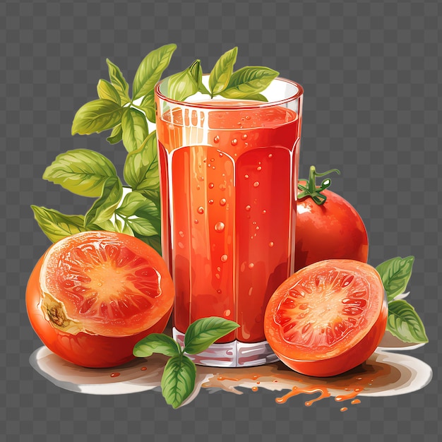 PSD watercolor of a vibrant tomato juice drink showcasing the ta isolated psd transparent collage art