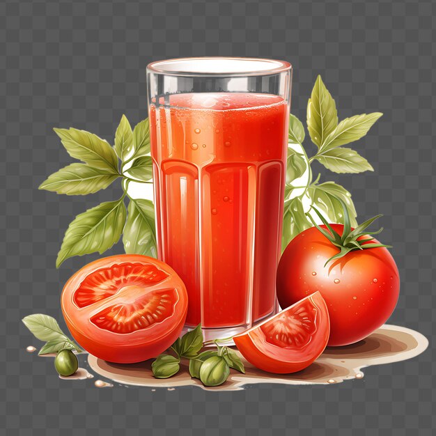 PSD watercolor of a vibrant tomato juice drink showcasing the ta isolated psd transparent collage art