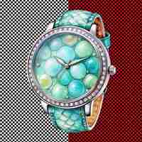 PSD watercolor watch on transparent background