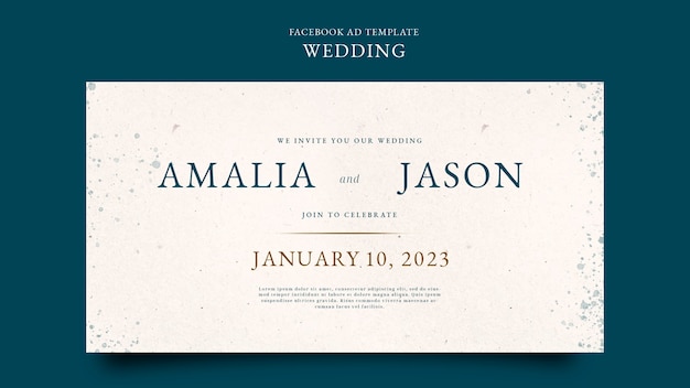 Watercolor wedding celebration facebook template