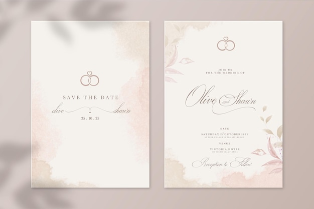 watercolor wedding invitation and save the date card