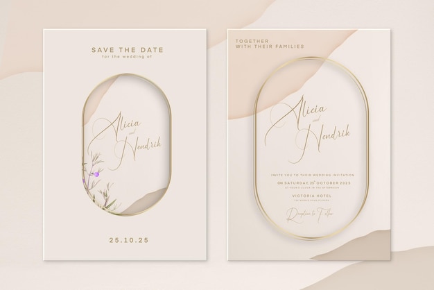 PSD watercolor wedding invitation template