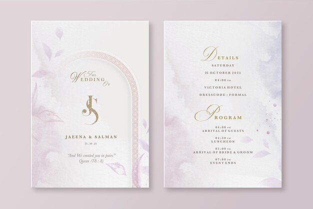 Premium PSD | Watercolor wedding invitation template