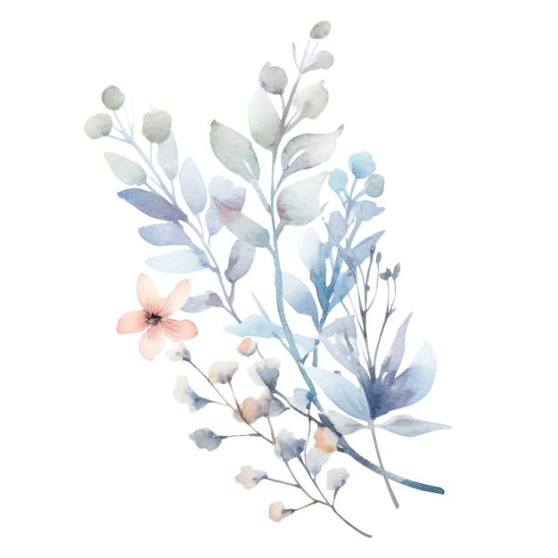 Иллюстрация акварельных диких цветов, нарисованная вручную, изолированная на белом фоне