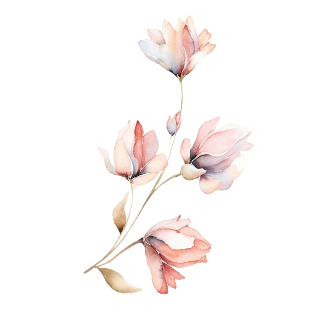 Watercolor wildflowers illustration Hand drawn flowers isolated on white background