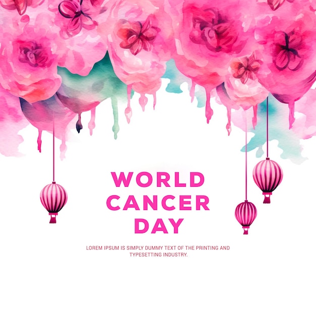 PSD watercolor world cancer day poster template