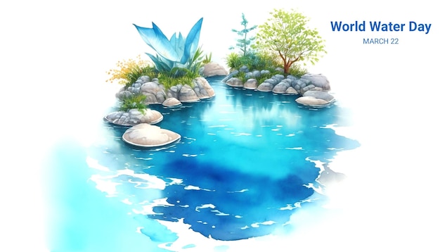 PSD watercolor world water day illustration