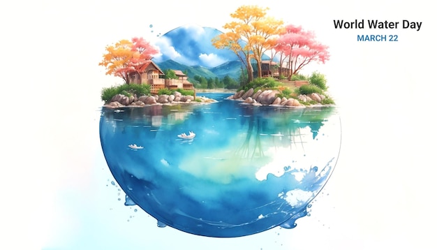 PSD watercolor world water day illustration